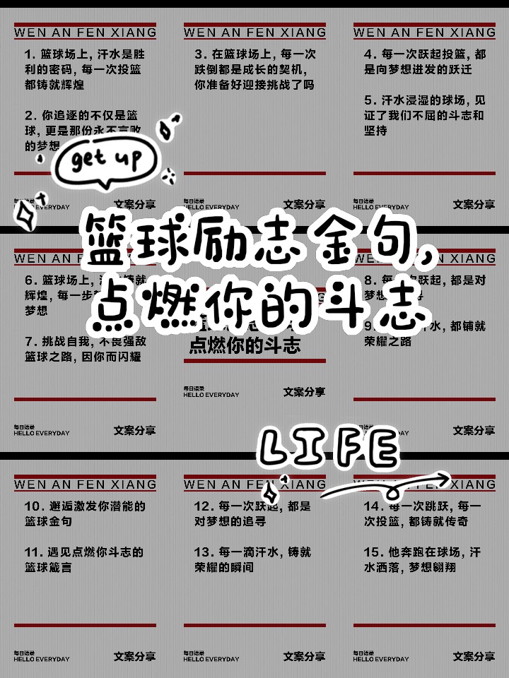篮球训练激励语言正能量的